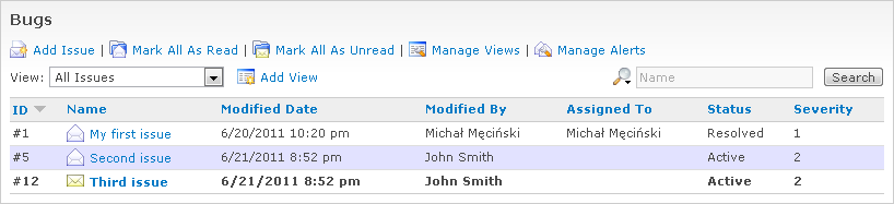 Status of issues after opening